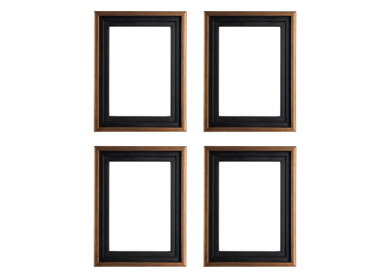 Creative Mark Illusions Floater Frame For 3/4" Deep Canvases -Antique Gold- Set of 4 - Ideal for Galleries & Home Decor - Wood Float Frame for Canvas Paintings- Complete Hanging Hardware